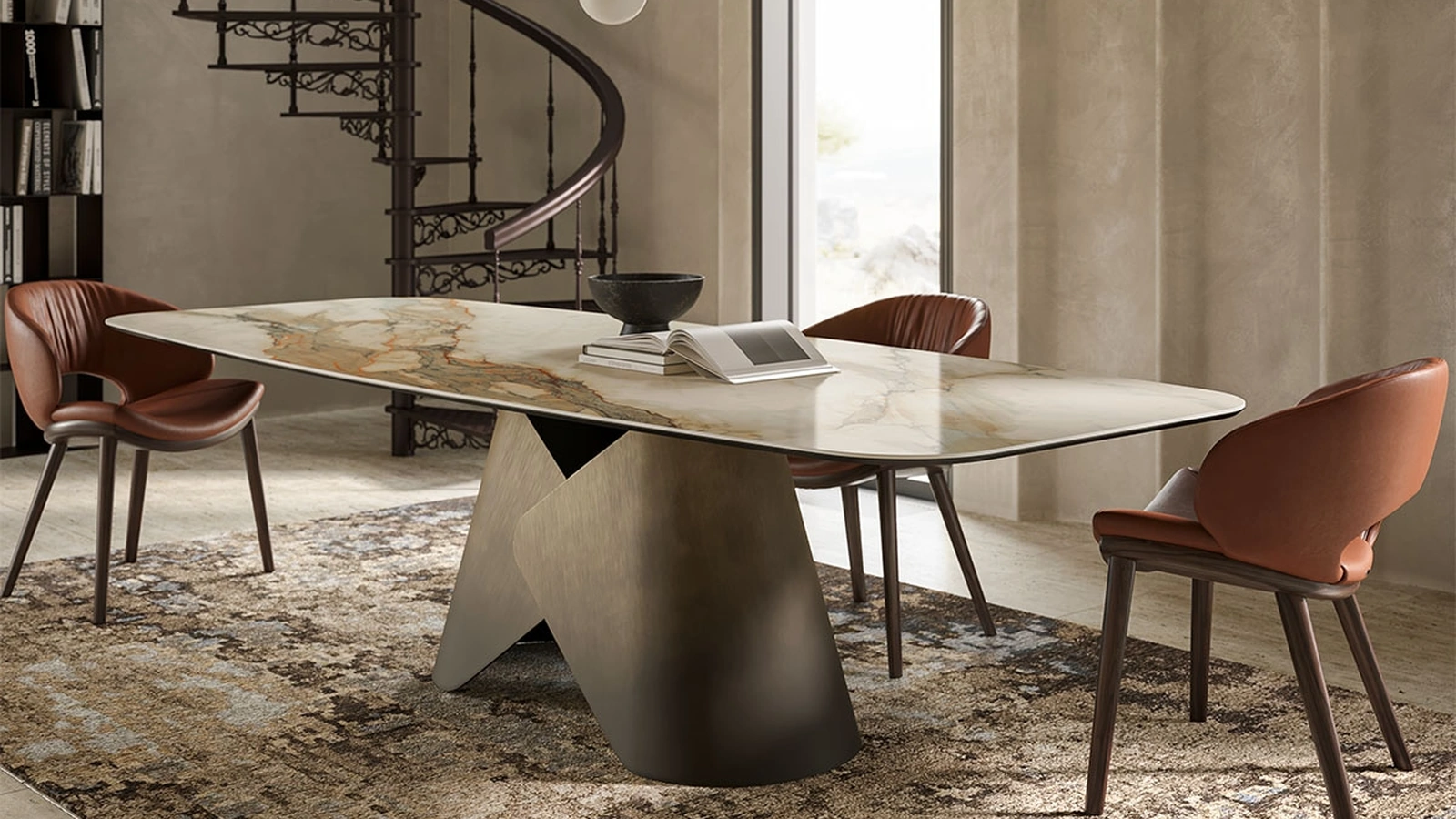 Tavolo in ceramica con base in metallo Scott Keramik di Cattelan Italia