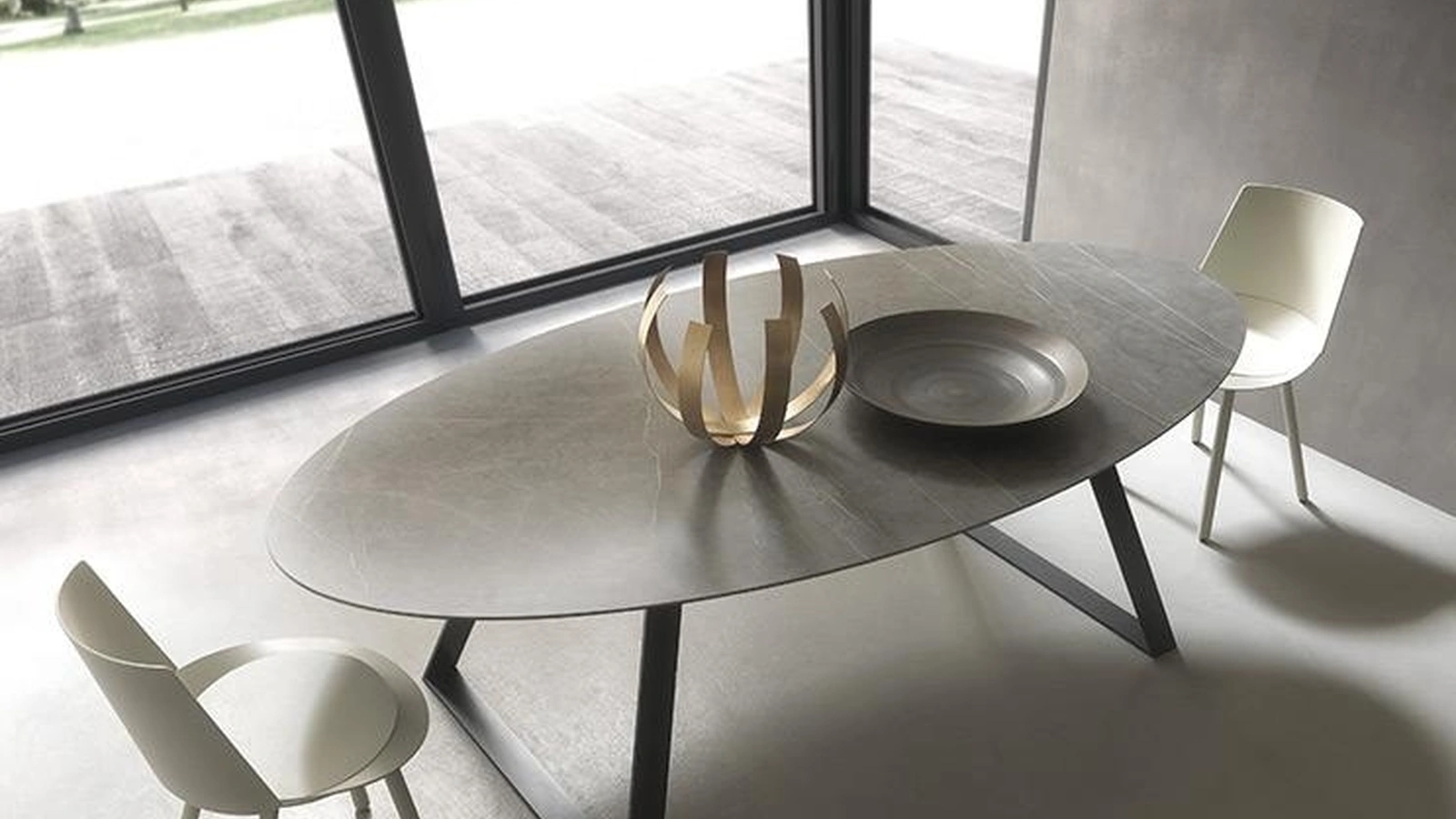 Tavolo Ovale 05 in gres stone grey di Modulnova