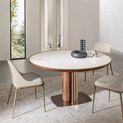 Tavolo Tower in legno e ceramica di Riflessi