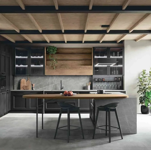 Cucina Classica con isola Beverly 02 in Frassino laccato di Stosa