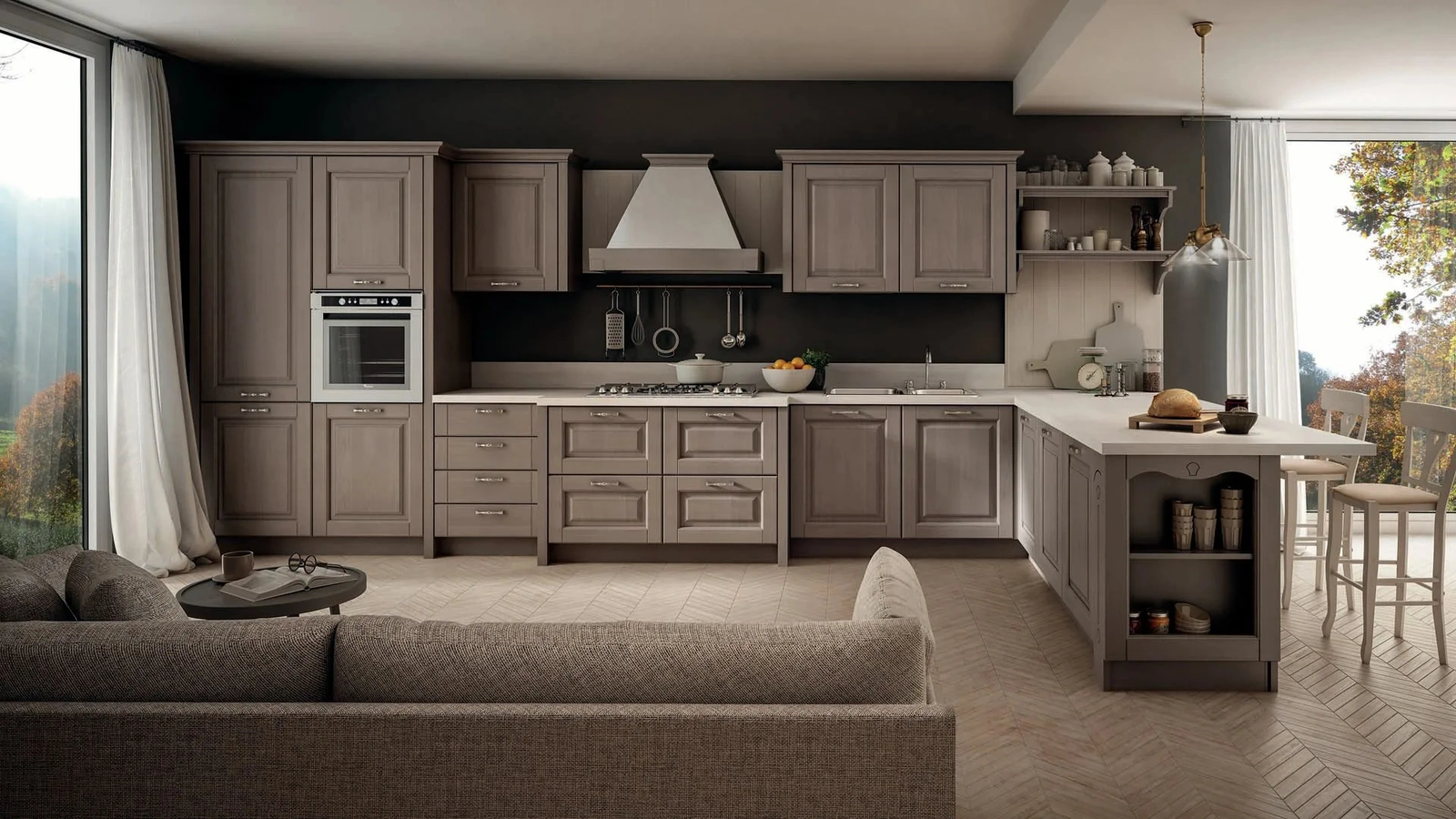 Cucina Classica in Rovere con penisola Bolgheri 03 di Stosa