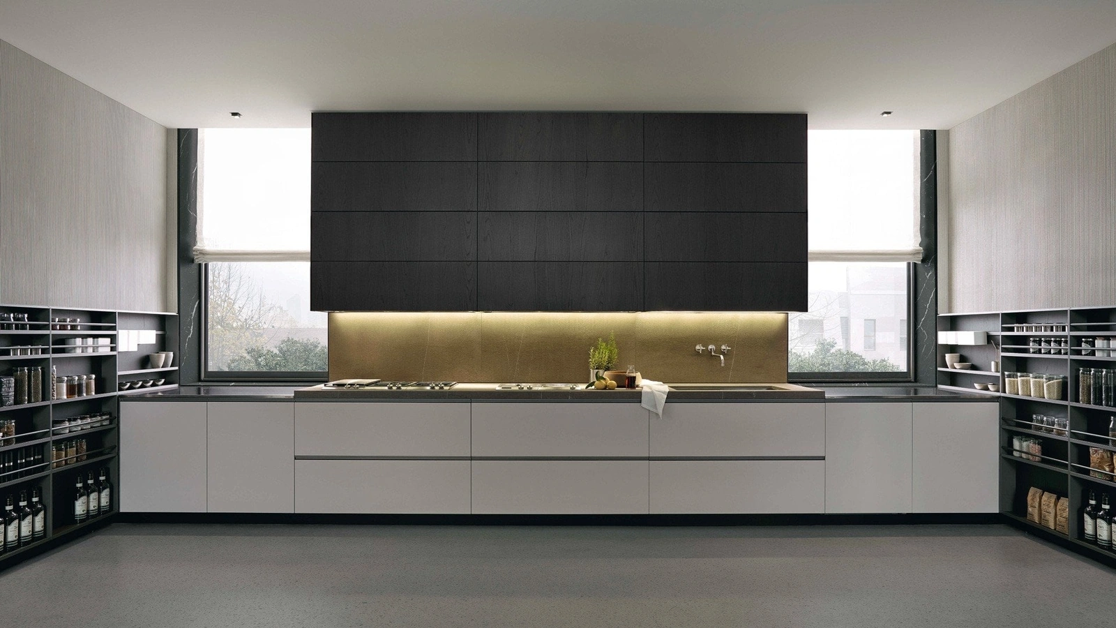 Cucina Design lineare My Planet in laccato e legno di Poliform