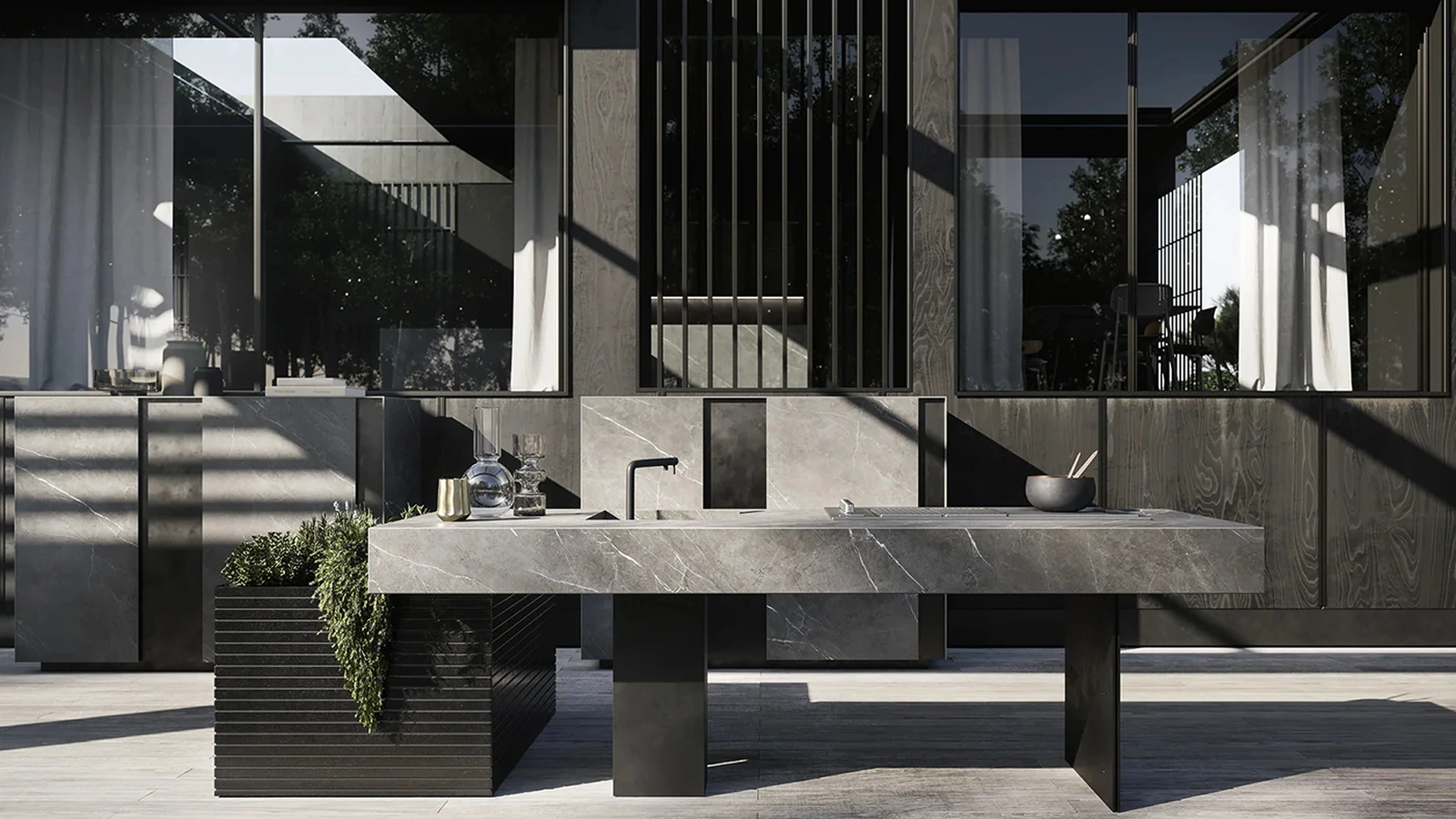 Cucina Design per esterno in pietra e acciaio Project 05 di Modulnova