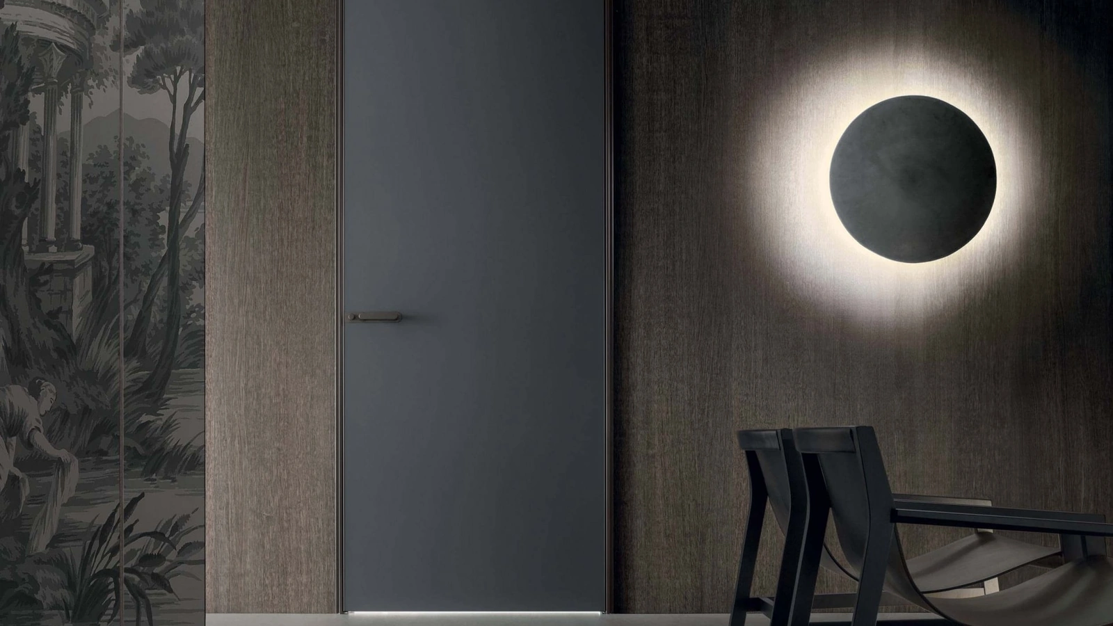 Porta per interni Link+ in vetro laccato Blu scuro di Rimadesio