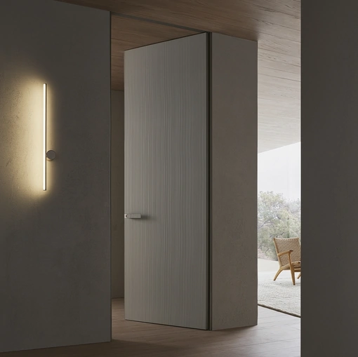 Porta per interni a filo muro Moon Lino Sahara di Rimadesio