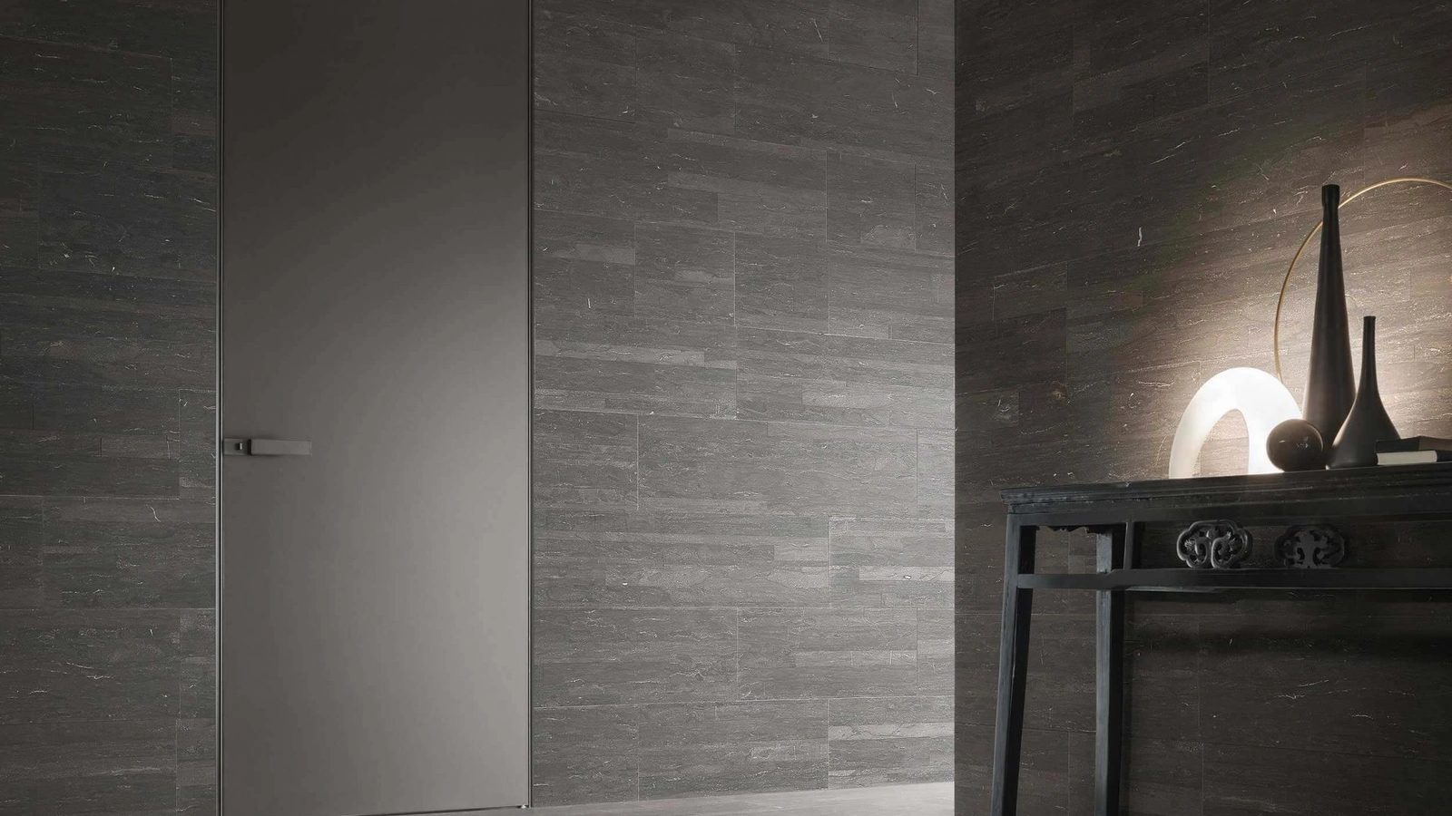 Porta per interni Moon Vetro con telaio in alluminio di Rimadesio