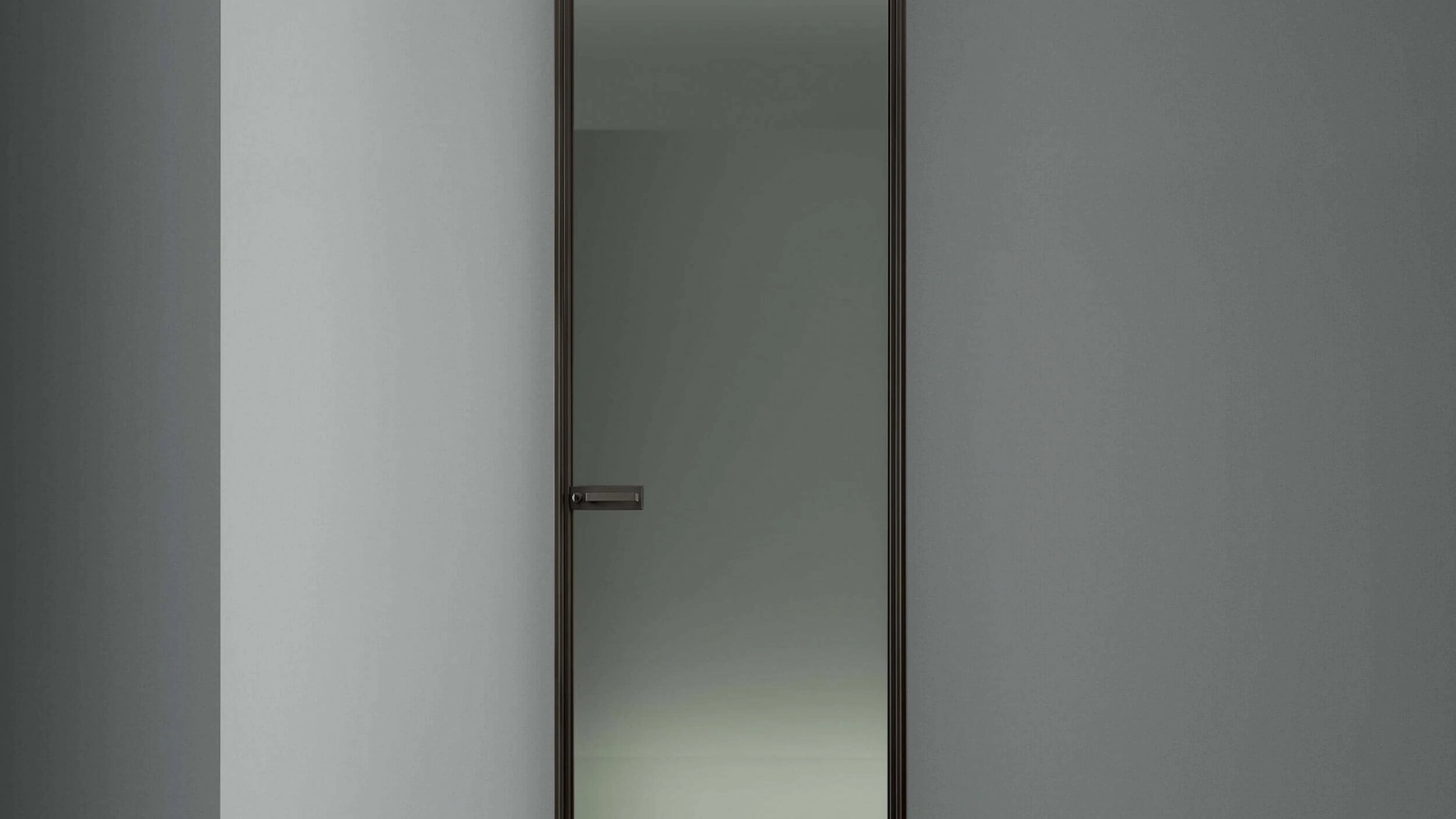 Porta per interni battente in vetro grigio con struttura in alluminio Spin di Rimadesio