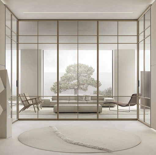 Pareti divisorie in vetro con telaio in legno Air System di Rimadesio