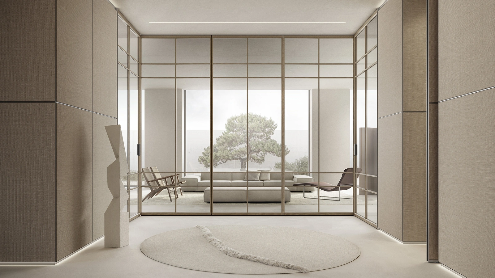 Pareti divisorie in vetro con telaio in legno Air System di Rimadesio