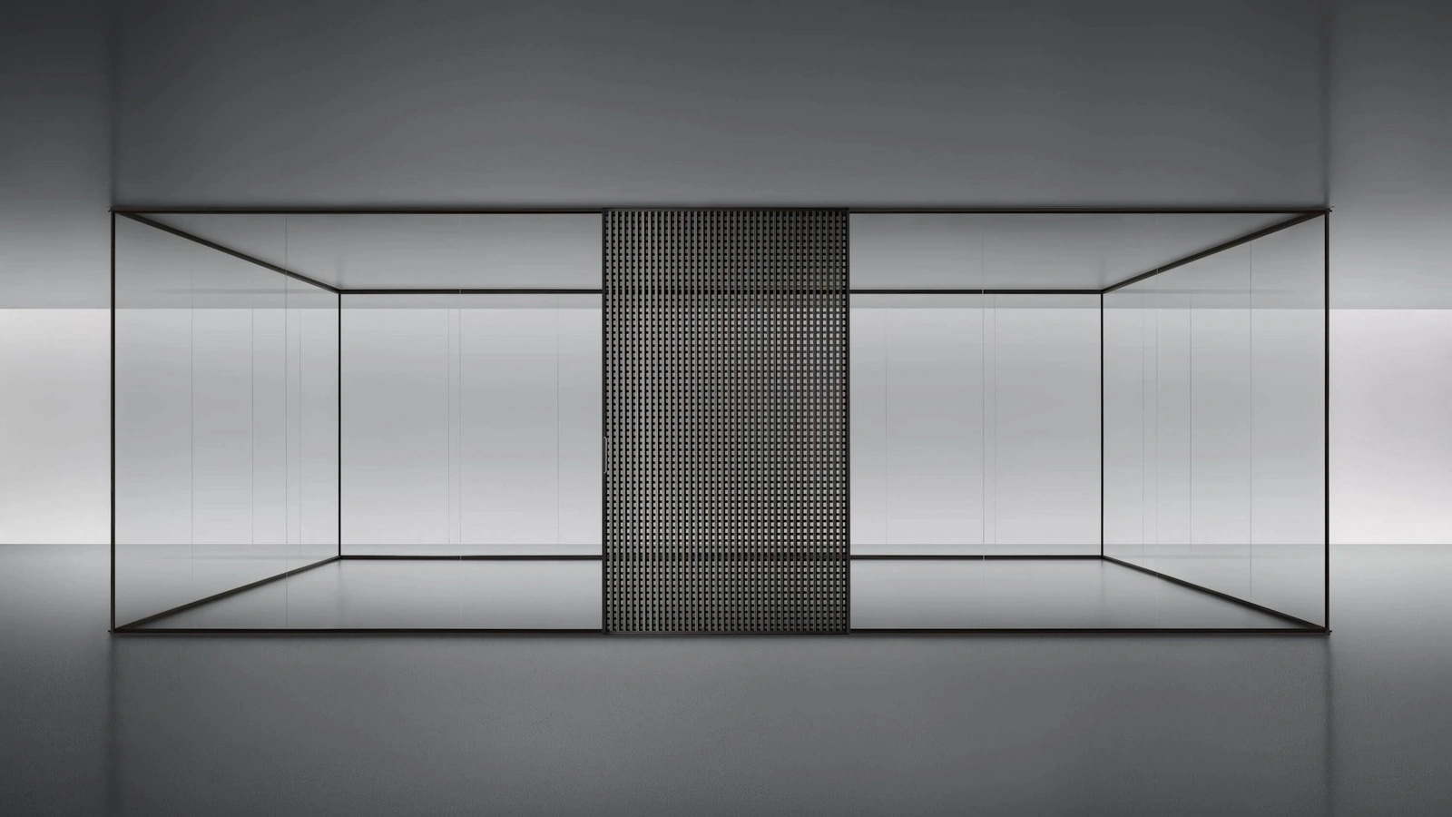 Parete divisoria Spazio e Daimon  in vetro grigio e alluminio Brown di Rimadesio