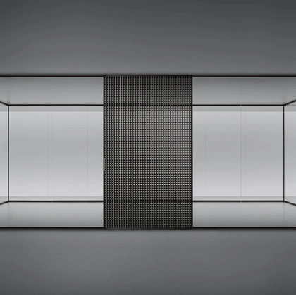 Parete divisoria Spazio e Daimon  in vetro grigio e alluminio Brown di Rimadesio