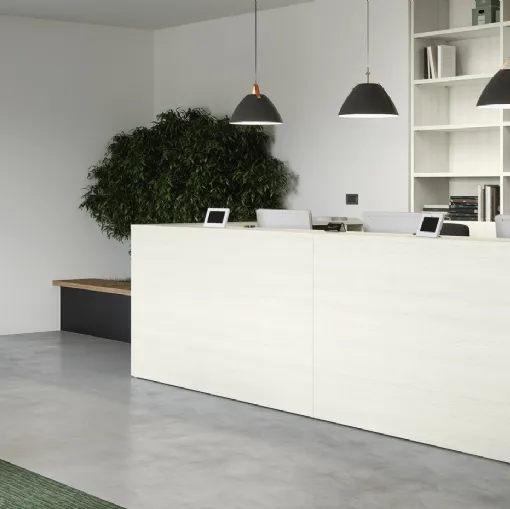 Parete divisoria Spazio e Sail  in vetro trasparente con struttura finitura Platino di Rimadesio